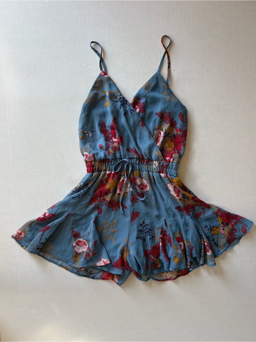 Trixxi Blue Floral Surplice Romper Size Small